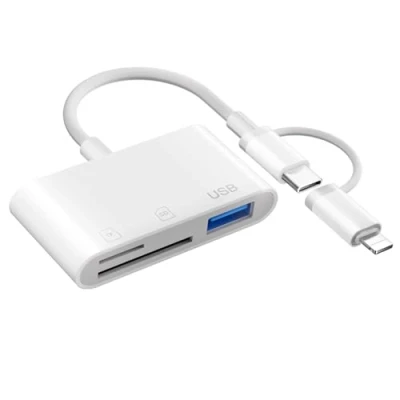 Immagine di Lettore Schede di Memoria per iPhone, Scheda SD USB C, Adattatore Macchina Fotografica Digitale iPhone SD/TF, Compatibile con 15/14/13/12/11/X, Plug &amp; Play