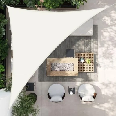 Immagine di HENG FENG Tenda a Vela Impermeabile Triangolare 4x4x5.65m Ombreggiante Parasole Protezione Raggi UV per Esterno Giardino terrazza Colore Beige