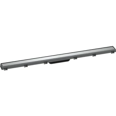 Immagine di hansgrohe RainDrain Match set di canalina doccia con cornice ad altezza regolabile, canale drenaggio 1000 mm, scarico a pavimento, cromo