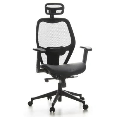 Immagine di HJH Office 657411 Sedia da Ufficio ASTRA BASE Tessuto, Girevole con Supporto Lombare e Braccioli, Regolabile in Altezza, Nero