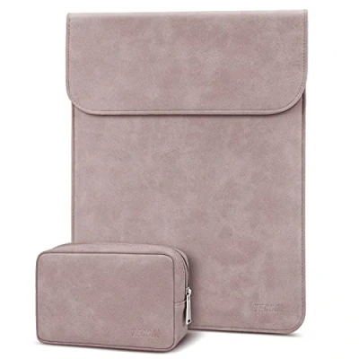 Immagine di TECOOL Custodia PC Portatili 13 13,3 Pollici Pelle Borsa, per 2022 2012 2020 MacBook Air/Pro M2 M1, 2021 2023 Pro 14 M3 13,5 Surface Laptop, Matebook D14 Sleeve Rosa