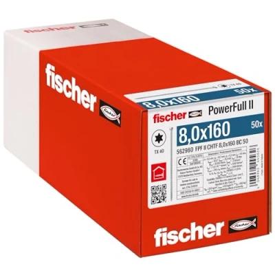 Immagine di Fischer FPF II CHTF 8,0 x 160 BC 50 562960 Vite da legno 8 mm TX Acciaio galvanizzato zinco pz.