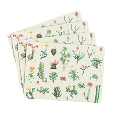 Immagine di Grupo Erik: Set Sottopiatti Botanical Cacti Collection: 4 tovagliette rettangolari con stampa decorativa, 28x20cm, retro in sughero e resistente al calore