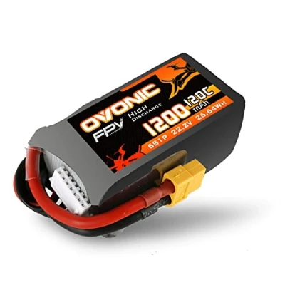 Immagine di OVONIC Batteria Lipo 6s 120C 1200mAh 22.2V con connettore XT60 per RC FPV Elicottero Aereo Quadcopter Hobby FAI DA TE