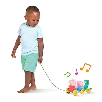 Immagine di Tomy Toomies Pull Along Peppa (E73527) Wibble Wobble Action Pig, giocattolo da disegno per bambini Pig con musica e suoni Plus 18 mesi giocattoli