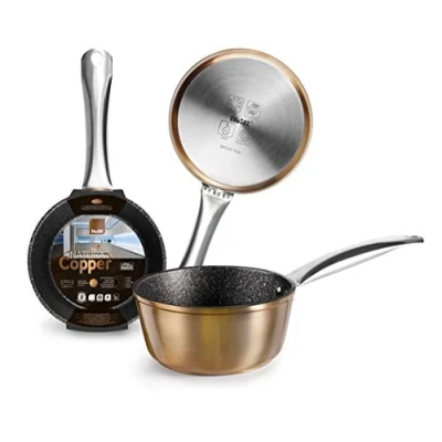 Immagine di IBILI, Casseruola Natura in rame con manico acciaio inox, 16 cm, antiaderente pietra, adatta all’induzione.