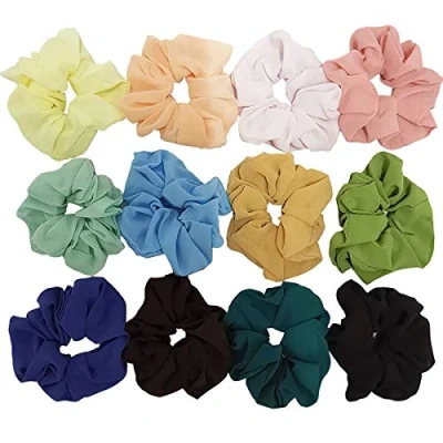 Immagine di 12 Pezzi Capelli Scrunchies Chiffon Elastico Fasce per Scrunchy Cravatte Corde Scrunchies,Accessori Donne o Ragazze