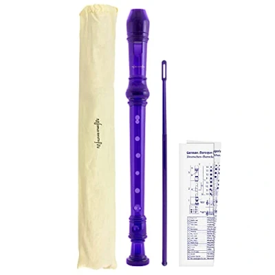 Immagine di World Rhythm WR 804 Flauto Dolce per Scuola, Soprano in tre Pezzi, con Scovolino Pulizia, Tabella Diteggiatura e Custodia, Viola