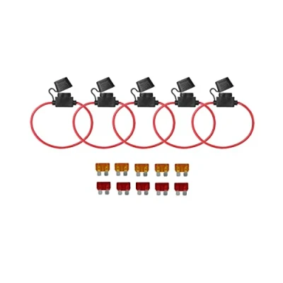 Immagine di KOLACEN Supporto per fusibili 18 AWG in linea camion auto con fusibile standard a lama 5 pezzi + 10 5Apm 10Amp