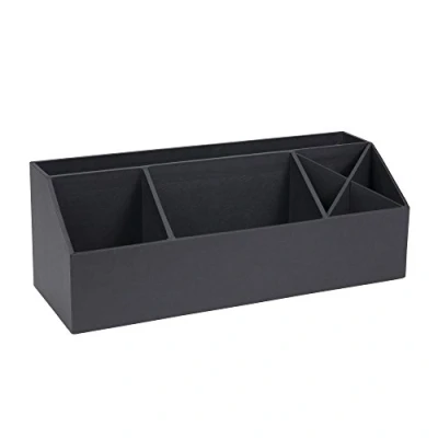 Immagine di Bigso Box of Sweden Organizer scrivania con 4 scomparti Scatola da per note, graffette, penne e altro Portacancelleria in fibra di legno carta grigio scuro