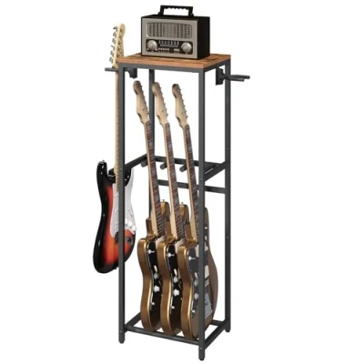 Immagine di MAHANCRIS AGSHR6301 supporto per chitarra acustica, basso, ukulele, banjo, con accessori chitarra, pellicola protettiva in EVA, marrone e nero