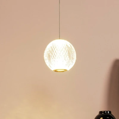 Immagine di Lucide Lampada a sospensione Cintra LED, Ø 14 cm, trasparente/oro, acrilico