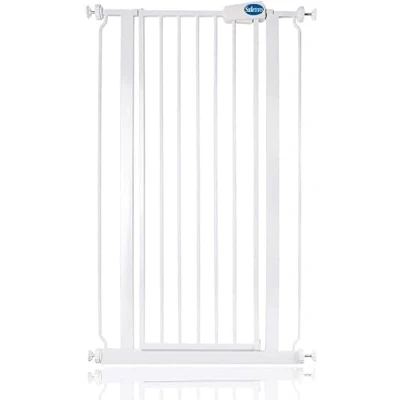Immagine di Safetots Cancello di Sicurezza Extra Stretto in Metallo con Chiusura a Pressione, 68.5cm 75cm, Bianco, Altezza 104cm, per Scale Alto, Bambini Alto
