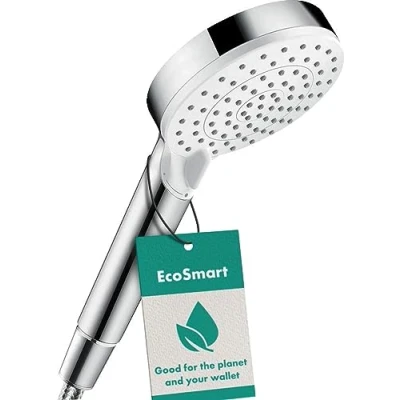 Immagine di hansgrohe Crometta Doccetta per doccia a risparmio idrico 9 l/min (EcoSmart+), Doccino con 2 getti, Soffione rotondo (⌀ 100 mm) funzione anticalcare, bianco/cromo, 26332400