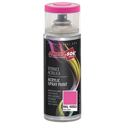 Immagine di Ambro Sol V4004003 Smalto Acrilico Multiuso, Vernice Brillante per Interni ed Esterni, Adatto Qualsiasi Tipo di Materiale, Bomboletta Spray in Banda Stagnata Riciclabile 400 ml, Rosso Erica
