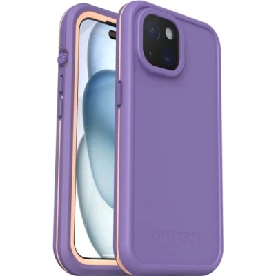 Immagine di OtterBox cover per iPhone 15 Fre MagSafe, resistente a acqua (IP68), shock, sottile con protezione schermo integrata, 5x vs le norme anti caduta MIL STD 810G, Viola