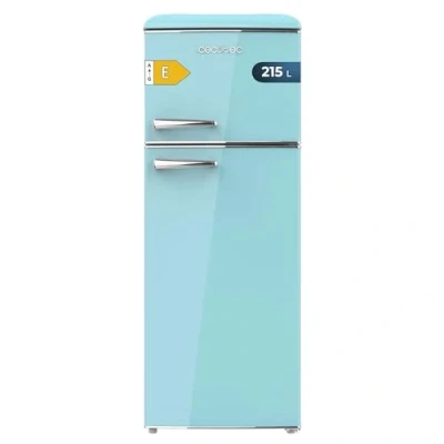 Immagine di Cecotec Frigorifero Vintage Combinato Bolero Coolmarket 2D Origin 215 Blue E. Altezza 148,2 cm e Larghezza 55,2 cm, LED, Maniglia cromata, Vassoi in vetro, Controllo temperatura, Blu