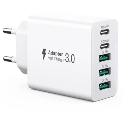Immagine di caricatore USB C 50W, multiplo con 2 e 3 A】, da parete adattatore USB, di alimentazione Fast Charge PD 3.0 compatibile iPhone 12/13/14/15/Samsung/Tablet