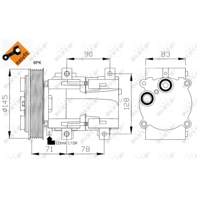 Immagine di NRF 32085 compressore Aria Condizionata FS10 170 12 PAG 46 con olio PAG, anello tenuta EASY FIT