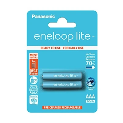 Immagine di Panasonic Bk 4Lcce/2Be Blister 2 Batterie Ministilo AAA Ricaricabili Eneloop, Argento