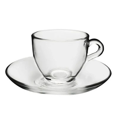 Immagine di PASABAHCE Set 6 Tazzine Caffè Con Piatto Vetro Basic Arredo Tavola, 1000ml