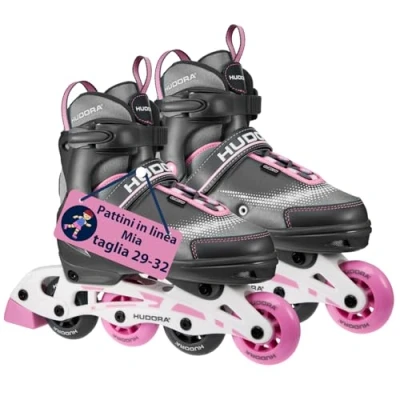 Immagine di HUDORA Pattini in linea Mia magnolia misure 29 32 per bambini/ragazzi e adulti più colori a rotelle regolabili fino 4 comodi di stile