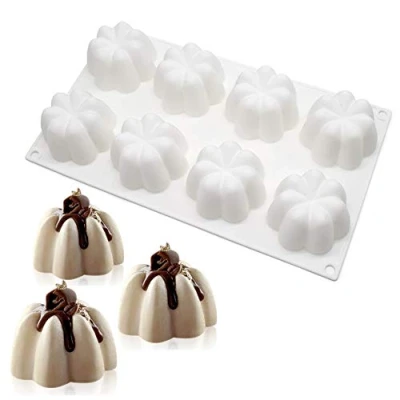Immagine di XiaoShenLu stampi in silicone per dolci, Bigné,Pudding e Cubi di Ghiaccio, 8 Fori Forma Fiore Piccolo, bianco