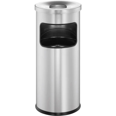 Immagine di Durable 333223 Cestino per la carta 17 l Metallo (Ø x A) 250 mm 630 Argento Incl. portacenere 1 pz.