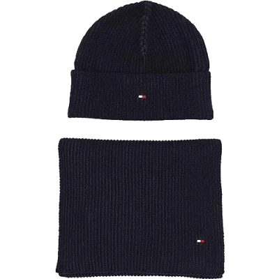 Immagine di Tommy Hilfiger FLAG Beanie Scarf Unisex SET Sciarpa, Taglia: One Size, Blue