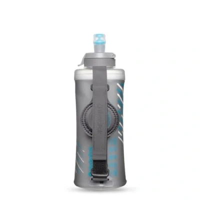 Immagine di HydraPak SkyFlask IT Speed ​​500 ml Bottiglia d&#039;acqua da corsa portatile pieghevole e isolata Flacone morbido (500 ml) Cinghia regolabile con passante per il pollice, Argento