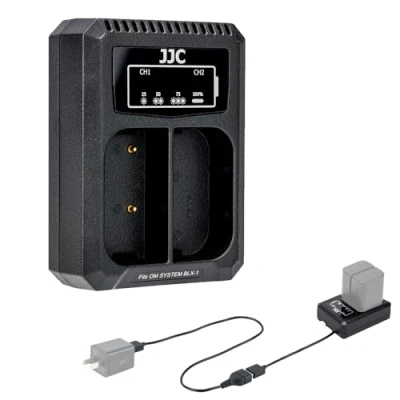 Immagine di JJC Adattatore doppio USB per Olympus OM SYSTEM BLX 1 agli ioni di litio su fotocamera digitale Mark II SBCX