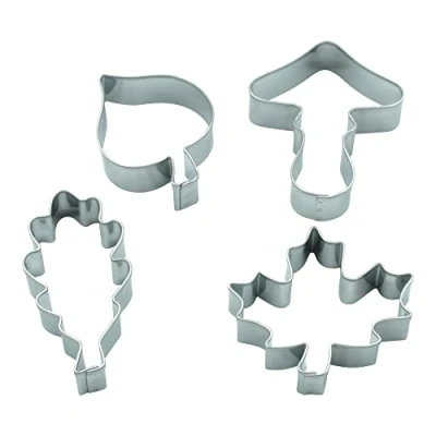 Immagine di BekkiB Set di 4 formine per biscotti foglie e funghi tagliapasta in acciaio inox, lavabile lavastoviglie 27282938