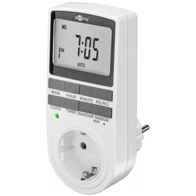 Immagine di goobay 64900 Timer digitale 10 programmi giornalieri/modalità casuale antieffrazione/programmabile/3680 W A 230 V (AC) e 16