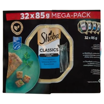 Immagine di Sheba Classics Patè Selezione del Mare Cibo Umido per Gatti, 32 Vaschette da 85 g