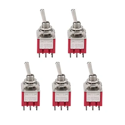 Immagine di 5Pcs Interruttore a Levetta AC 2A / 250V 5A 120V ON Toggle Switch 2 Posizioni 3PDT 9 Poli, Diametro Testa 6mm