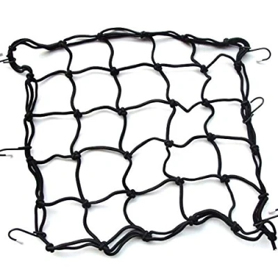 Immagine di Jzhen Rete Moto Portapacchi Bagagli,Rete Ragno Elastica Sacchetto Netto Accessori per Bici con 6 Ganci(Nero)