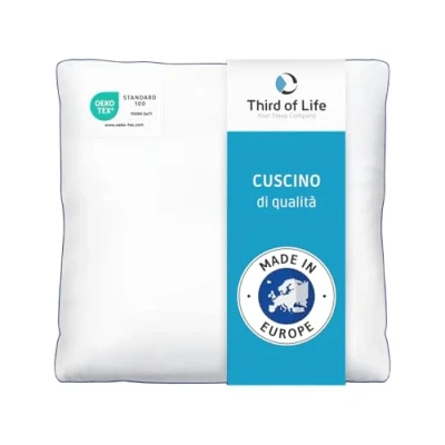 Immagine di Cuscino inSPIRO 40x40 cm Morbido come la piuma, fermo il Memory Foam I ergonomico per dormire sulla schiena, sul fianco o a pancia in giù e Leggero Lavabile Lavatrice