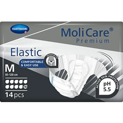 Immagine di MoliCare Premium Elastic: pannoloni per l&#039;incontinenza severa, donne e uomini; 10 gocce, taglia M (circonferenza vita 85 120 cm), 14 pezzi