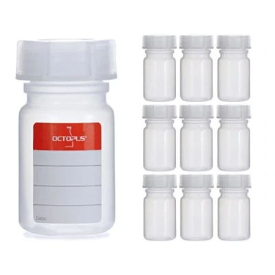 Immagine di Bottiglie da 10x 50 ml a Collo Largo in LDPE con Tappo Vite, per Chimica vuote, Laboratorio Coperchio Come Contenitore Laboratorio, Cucina o Hobby