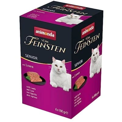 Immagine di animonda Vom Feinsten Senior Cibo umido per gatti anziani dai 7 anni in su, con agnello, 6 x 100 g