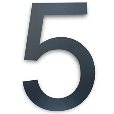 Immagine di MOLVCE Numero civico esterno in acciaio inox massiccio, altezza 20 cm Numeri Civici Esterni, antracite Arial scritta, moderno design con Viti di Montaggio, 5