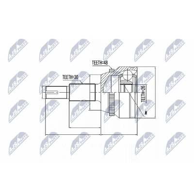 Immagine di NTY NPZ TY 010 Kit Giunto Omocinetico lato ruota, Assale anteriore con anello sensore ABS