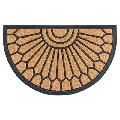 Immagine di HANSE Home Zerbino in cocco e gomma, semicircolare, per interni ed esterni, cocco, decorazione resistente alle intemperie antiscivolo, corridoio, terrazza, ingresso, 45 x 75 cm