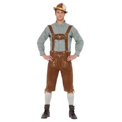 Immagine di Smiffys costume bavarese tradizionale deluxe Hanz, Verde, con tirolese e camicia