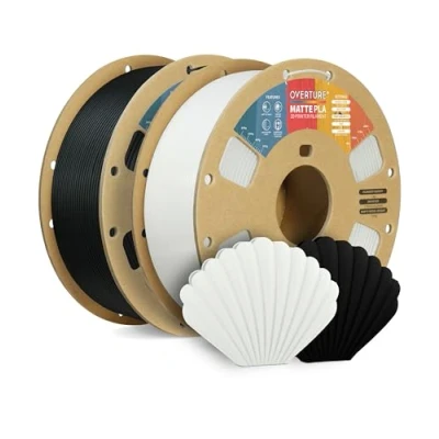 Immagine di OVERTURE Filamento Matte PLA 1.75mm, 2kg Bobina (4.4lbs) Opaco Filamenti per Stampante 3D, Neatly Wound Precisione Dimensionale +/ 0.02 mm,Matte Nero &amp; Bianco