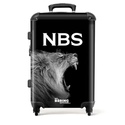 Immagine di NoBoringSuitcases.com Valigia Personalizzabile, Grande, Serratura TSA, Media, Trolley Grande Rigido, Suitcase Large, 23 kg (67cm 72L) (Leone Nero)