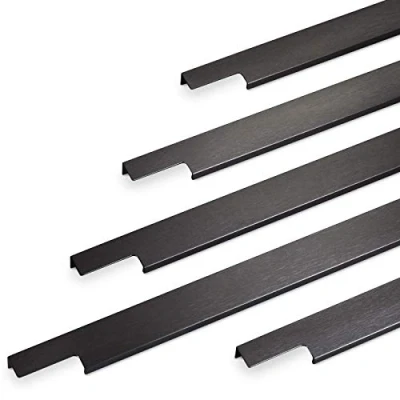 Immagine di 3 x Maniglia del Profilo BLANKETT 895mm nero spazzolato (anodizzato) di avvitamento dietro d&#039;armadio cucina SO TECH®