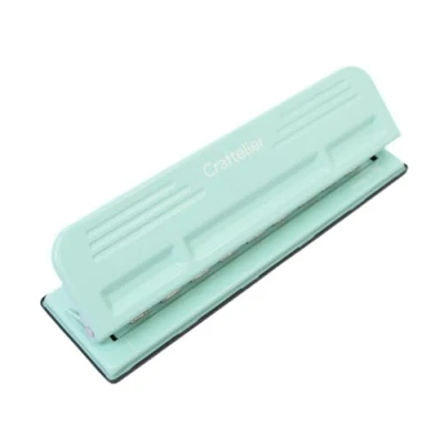 Immagine di Craftelier Perforatrice a 9 fori per dischi da scrapbooking, scrapbooking e crafting Capacità di punzonatura 3 carte 90 g/m2 Dimensioni circa 29 x 5 cm Colore Aqua