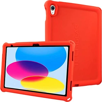 Immagine di TECHGEAR Custodia Protettiva Progettata per iPad 10 Generazione 2022 10,9&quot;, Cover Antiscivolo in Silicone Morbido e Resistente agli Urti con Pellicola Protettiva, Idiale Bambini