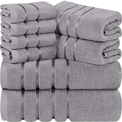 Immagine di Utopia Towels Set di Asciugamani Lusso da 8 Pezzi, 2 Bagno, A Mano e 4 Strofinacci, Altamente Assorbenti 97% Cotone Filato Ad Anello(Grigio Freddo)